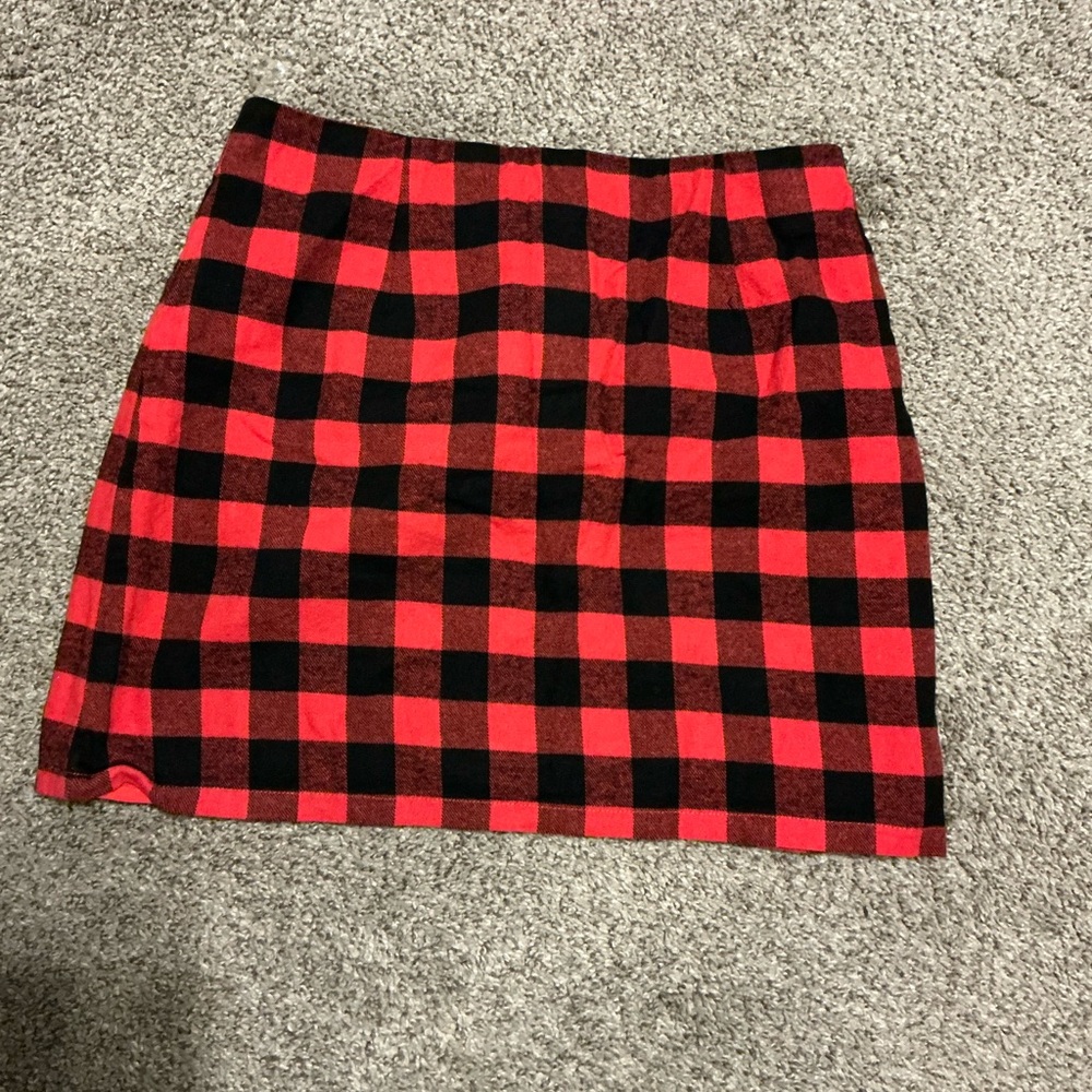 Pink Lily Red and Black Checkered Pencil Skirt
